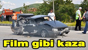 Bolu'da film gibi kaza...