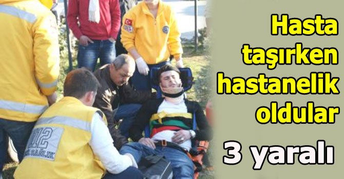 Ambulans takla attı 3 yaralı