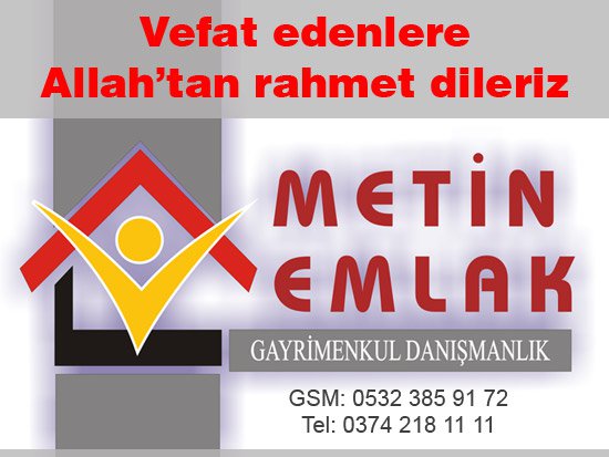 BOLU'DA BUGÜN VEFAT EDENLER (3 TEMMUZ)