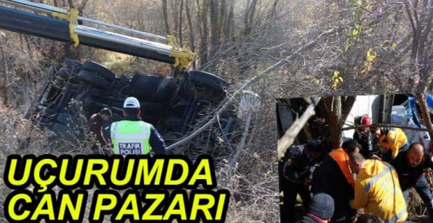 KAMYON ŞARAMPOLE YUVARLANDI!