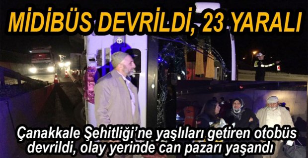 BOLU'DA MİDİBÜS DEVRİLDİ, 23 KİŞİ YARALANDI