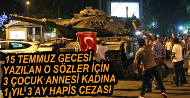 EVLİ VE 3 ÇOCUKLU KADINA 1 YIL 3 AY HAPİS CEZASI