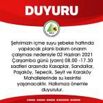 6 MAHALLEYE SU VERİLEMEYECEK