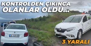 BARİYERLERE ÇARPINCA OLANLAR OLDU... 3 YARALI