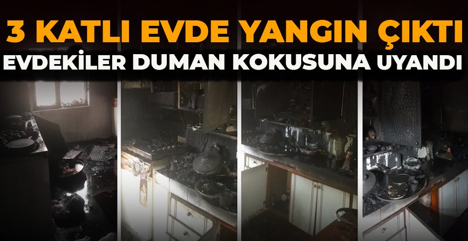 3 KATLI EVDE YANGIN ÇIKTI... EVDEKİLER DUMAN KOKUSUNA UYANDI