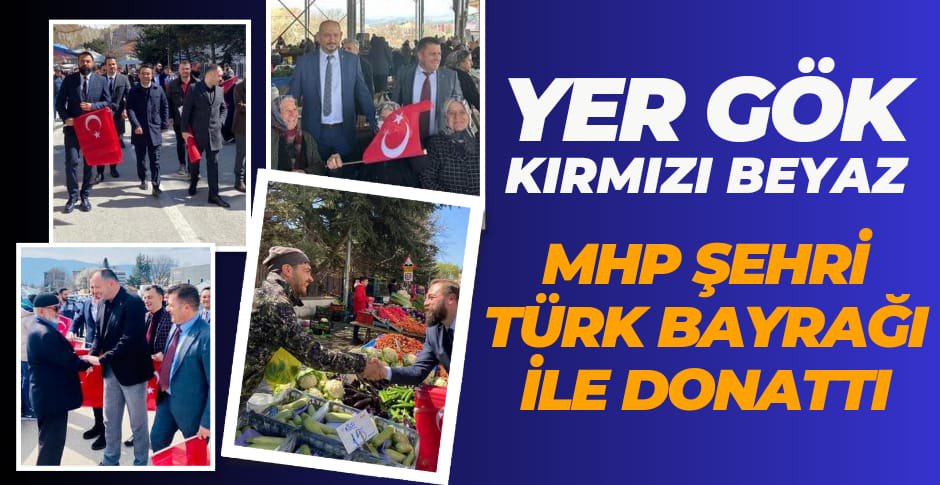 6 BİN TÜRK BAYRAĞI DAĞITTILAR....