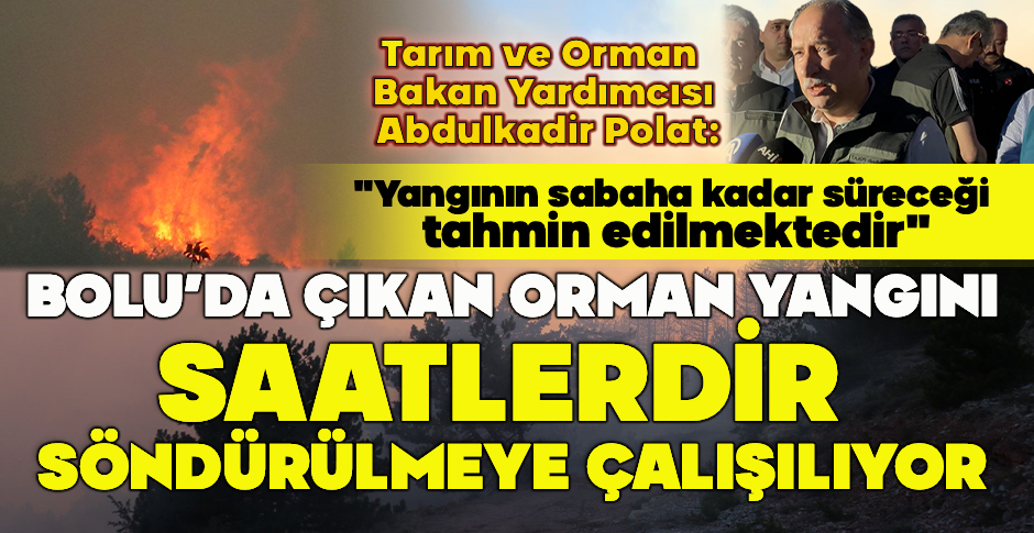 BOLU’DA ÇIKAN ORMAN YANGINI SAATLERDİR  SÖNDÜRÜLMEYE ÇALIŞILIYOR