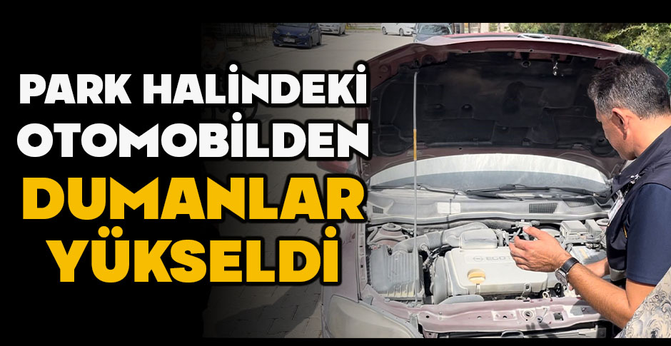 PARK HALİNDEKİ OTOMOBİLDEN DUMANLAR YÜKSELDİ