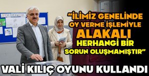 VALİ KILIÇ OY KULLANDI “İLİMİZ GENELİNDE OY VERME İŞLEMİYLE ALAKALI HERHANGİ BİR SORUN OLUŞMAMIŞTIR” 