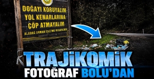 BOLU'DA PES DEDİRTEN GÖRÜNTÜ: ‘ÇÖP ATMAYIN' TABELASININ ALTINI ÇÖPLE DOLDURDULAR