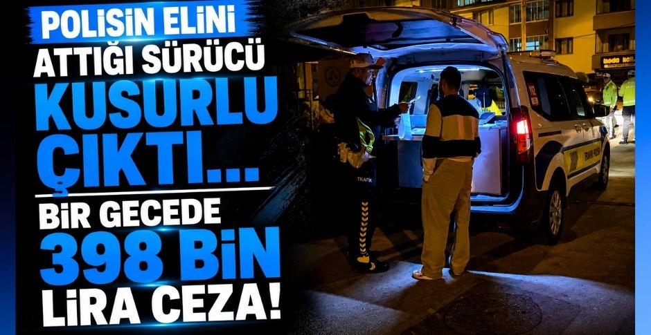 POLİSİN ELİNİ ATTIĞI SÜRÜCÜ KUSURLU ÇIKTI… BİR GECEDE 398 BİN LİRA CEZA